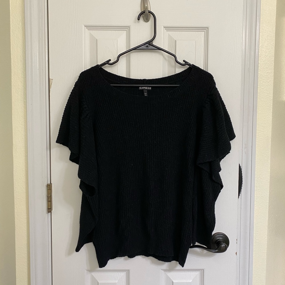 Express black open ruffle sleeve sweater